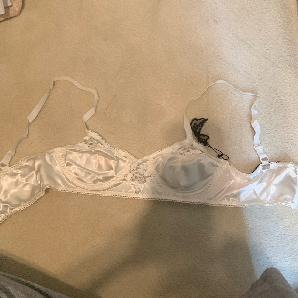For love and lemons satin white lace bra
